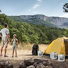 حاوية مياه مع حنفية ، إبريق تخزين ، حقيبة ظهر للمشي لمسافات طويلة ، طقم بقاء ، مقصف مائي 9