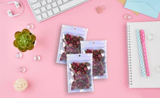 حقيبة مايلر مطبوعة بشعار مخصص ، حقيبة نافذة شفافة ملونة مختلفة ، حقيبة مايلر للتغليف من زيبلوك 1