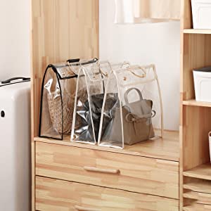 تصميم عصري لمحفظة حقيبة يد PVC فاخرة ، غطاء غبار منظم ، واقي حقيبة ، إغلاق مغناطيسي 16