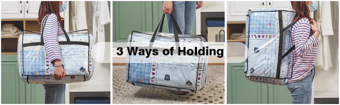 حقيبة تخزين الملابس ، منظم المكياج بمقبض مقوى ، أكياس تخزين من الفينيل ، سحابات مزدوجة ، حقائب يد متحركة 4