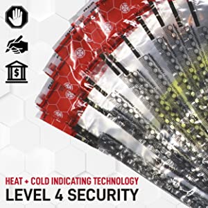 عبوات معفاة من الرسوم الجمركية من منظمة الطيران المدني الدولي ، وأكياس STEBs ، ومتجر مطار مخصص ، وأكياس أمان لمتاجر البيع بالتجزئة ، وإثبات العبث 3