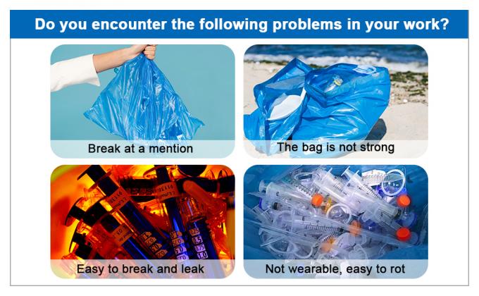 أكياس البولي بروبيلين للتخلص من المخاطر البيولوجية ، ملصق تحذير ، طباعة تعقيم ، أكياس نفايات برمز Biohazard 2