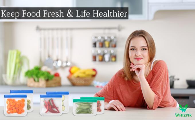 PEVA ، سيليكون ، أكياس طعام بالفريزر قابلة لإعادة الاستخدام للتخزين قابلة لإعادة الاستخدام ، حاوية غداء محكمة الإغلاق Zip lockk مانعة للتسرب 15