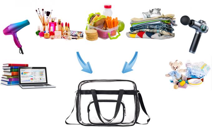 أكياس شفافة ، معتمدة من الملعب ، من خلال حقيبة حمل ، حزام كتف ، حقيبة شفافة كبيرة 8