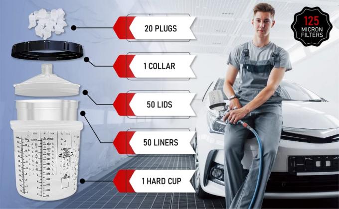 عبوات يمكن التخلص منها ، كوب صلب لطلاء كأس رذاذ السيارات ، أكواب بندقية ، أكواب خلط الطلاء ، نظام كوب الرش 0