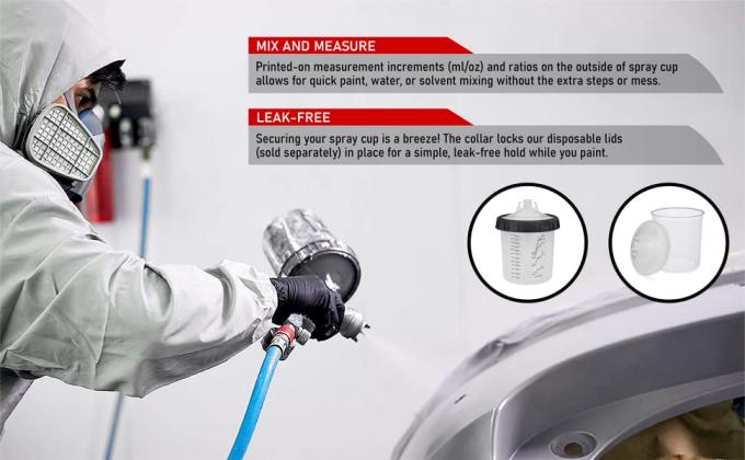 عبوات يمكن التخلص منها ، كوب صلب لطلاء كأس رذاذ السيارات ، أكواب بندقية ، أكواب خلط الطلاء ، نظام كوب الرش 2