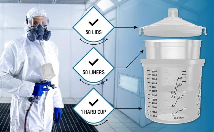 عبوات يمكن التخلص منها ، كوب صلب لطلاء كأس رذاذ السيارات ، أكواب بندقية ، أكواب خلط الطلاء ، نظام كوب الرش 4