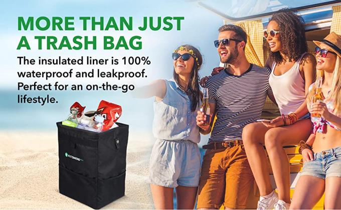 حقيبة تخزين قمامة السيارة ، جيوب تخزين مانعة للتسرب منظم قابل للطي ومحمول ومقاوم للماء 10