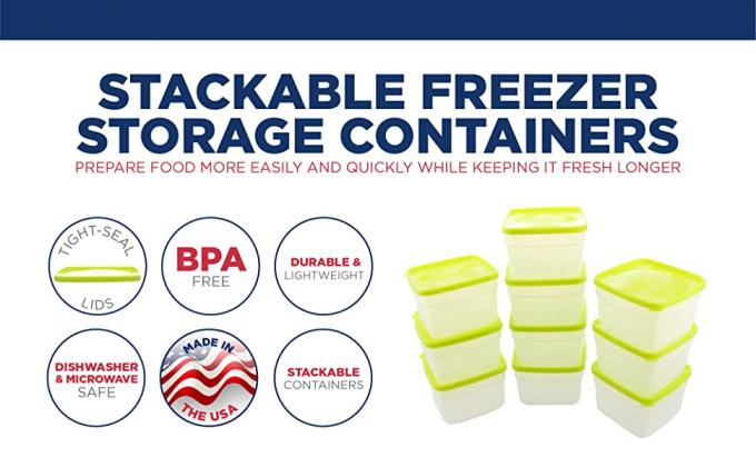 حاويات تخزين الطعام بالفريزر قابلة لإعادة الاستخدام مع أغطية ، مجموعات حاوية إعداد الوجبات صندوق بينتو خالي من البيسفينول أ 3