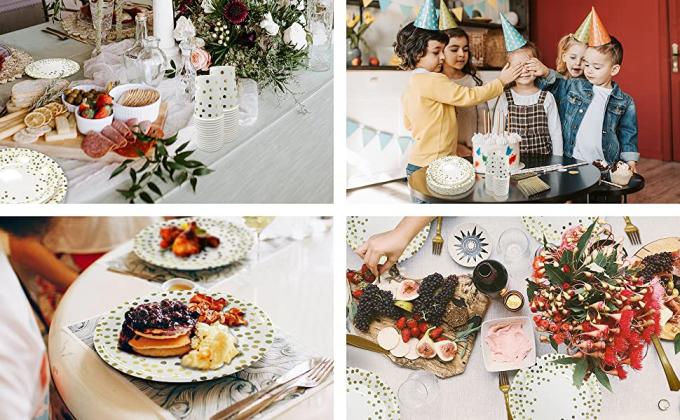 طبق لوازم الحفلات ، أكواب ، ملاعق ، شوكة ، مناديل ، طقم عشاء ، طقم أواني طعام ورقية وبلاستيكية ، أدوات مائدة 4