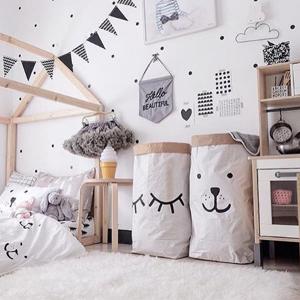 حقيبة من ورق الكرافت ، حقيبة كتان للتخزين الورقي من ورق الكرافت ، ألعاب أطفال ، سلة تنظيم ملابس ، ديكور منزلي للحضانة 6