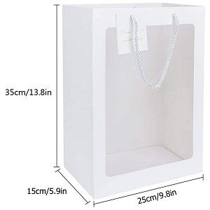 أكياس ورق كرافت مربعة الشكل ، حقيبة ورقية سميكة مع نافذة لحفلات الزفاف ، والحفلات ، وأعياد الميلاد ، والتسوق ، وأكياس الزهور 1