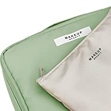 منظم مستحضرات التجميل للعناية بالبشرة والمكياج للسفر ، حقيبة أدوات الزينة ، حقيبة من القماش الخشن قابلة للطي ، مقصورات تخزين متعددة 6