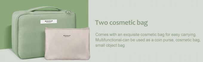 منظم مستحضرات التجميل للعناية بالبشرة والمكياج للسفر ، حقيبة أدوات الزينة ، حقيبة من القماش الخشن قابلة للطي ، مقصورات تخزين متعددة 2