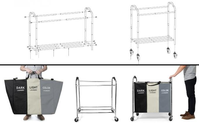 حقيبة غسيل ، سلة فرز غسيل قابلة للطي ، مقصورات متعددة ، تخزين ملابس غرفة النوم ، سلة غسيل 6