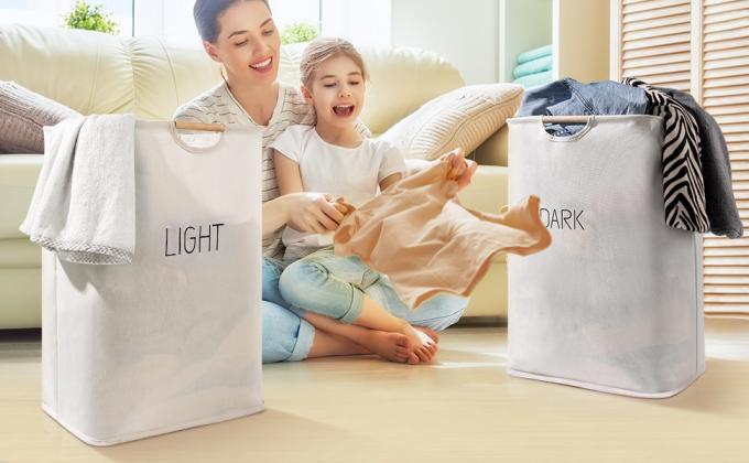 سلال غسيل بمقابض سهلة الحمل ، سلة غسيل ، صناديق غسيل قابلة للطي ، حمام غرفة غسيل عائلية 19