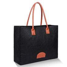 أكياس البقالة أكياس التسوق البيئية القابلة لإعادة الاستخدام الكبيرة المصنوعة من نسيج اللباد ، حقائب السفر الأنيقة باللون الرمادي 7