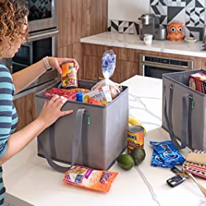 متسوق بقالة ، حقائب كبيرة متحركة شديدة التحمل ، مقابض أحزمة ظهر ، حقائب تخزين سحابات ، صناديق تخزين 14