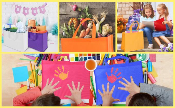 حمل بقالة الأقمشة غير المنسوجة ، مقبض التسوق الثقيل الثقيل ، أكياس المطبخ القابلة لإعادة الاستخدام 7