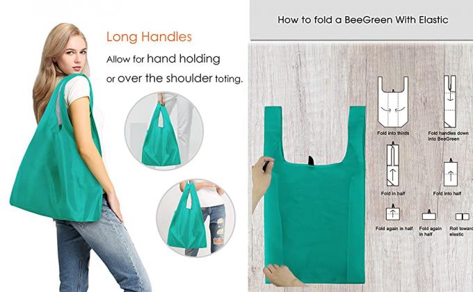 أكياس بمقبض Xlarge قابلة لإعادة الاستخدام وقابلة للغسل وقابلة للطي قابلة للطي وأكياس التسوق القابلة لإعادة الاستخدام ، ومحلات البقالة مع سحاب الناقل 4